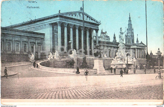 Wien - Vienna - Parlament - parliament building - square - old postcard - 1906 - Austria - used - JH Postcards
