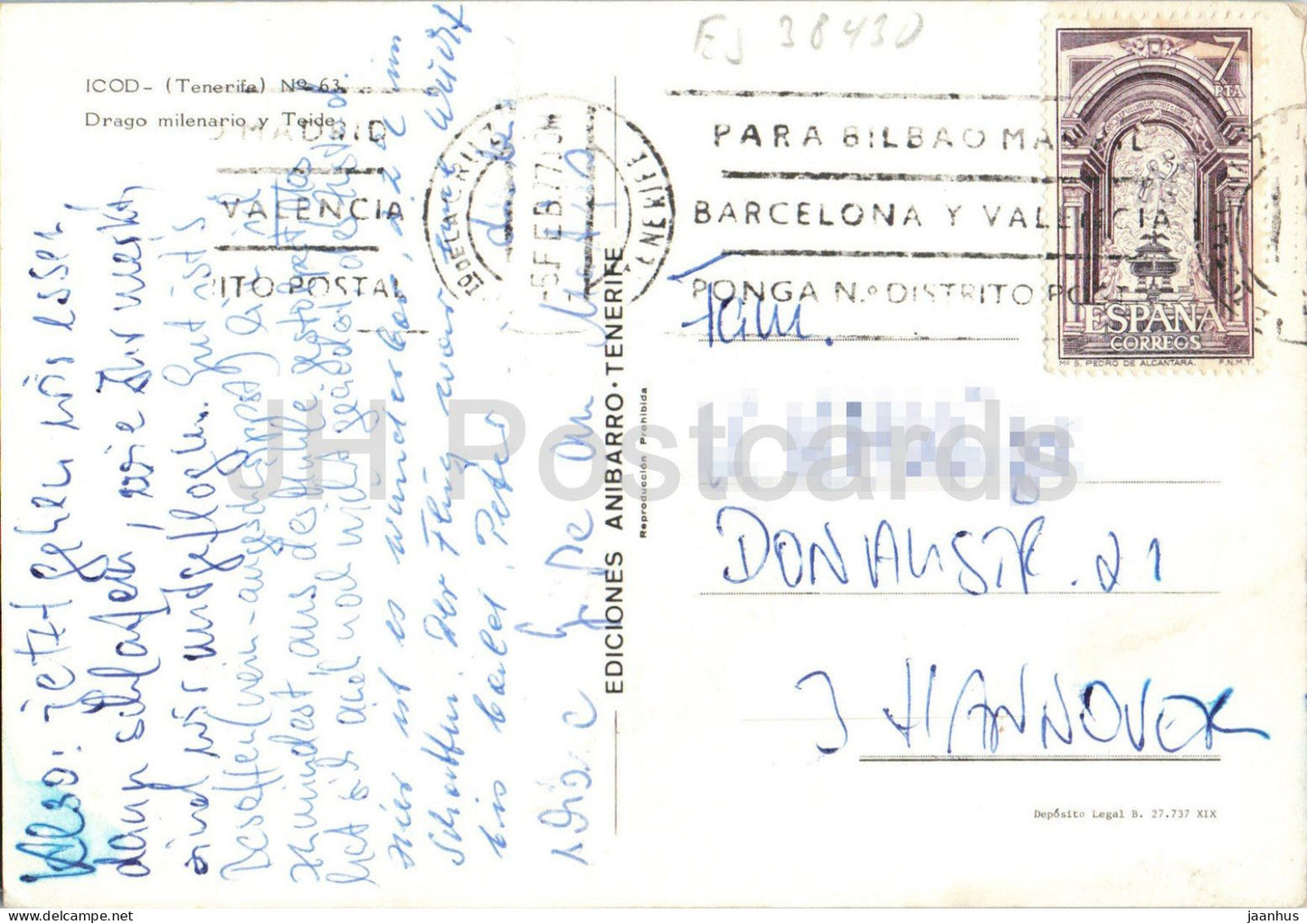 Icod - Tenerife - Drago milenario y Teide - dragon tree - volcano - mountain village - car -  63 - 1977 - Spain - used