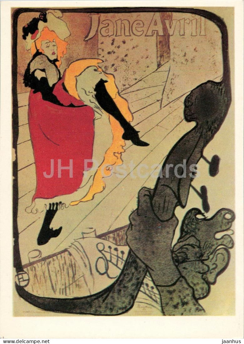 painting by Henri de Toulouse Lautrec - Jane Avril at the Jardin de Paris - French art - 1969 - Russia USSR - unused - JH Postcards