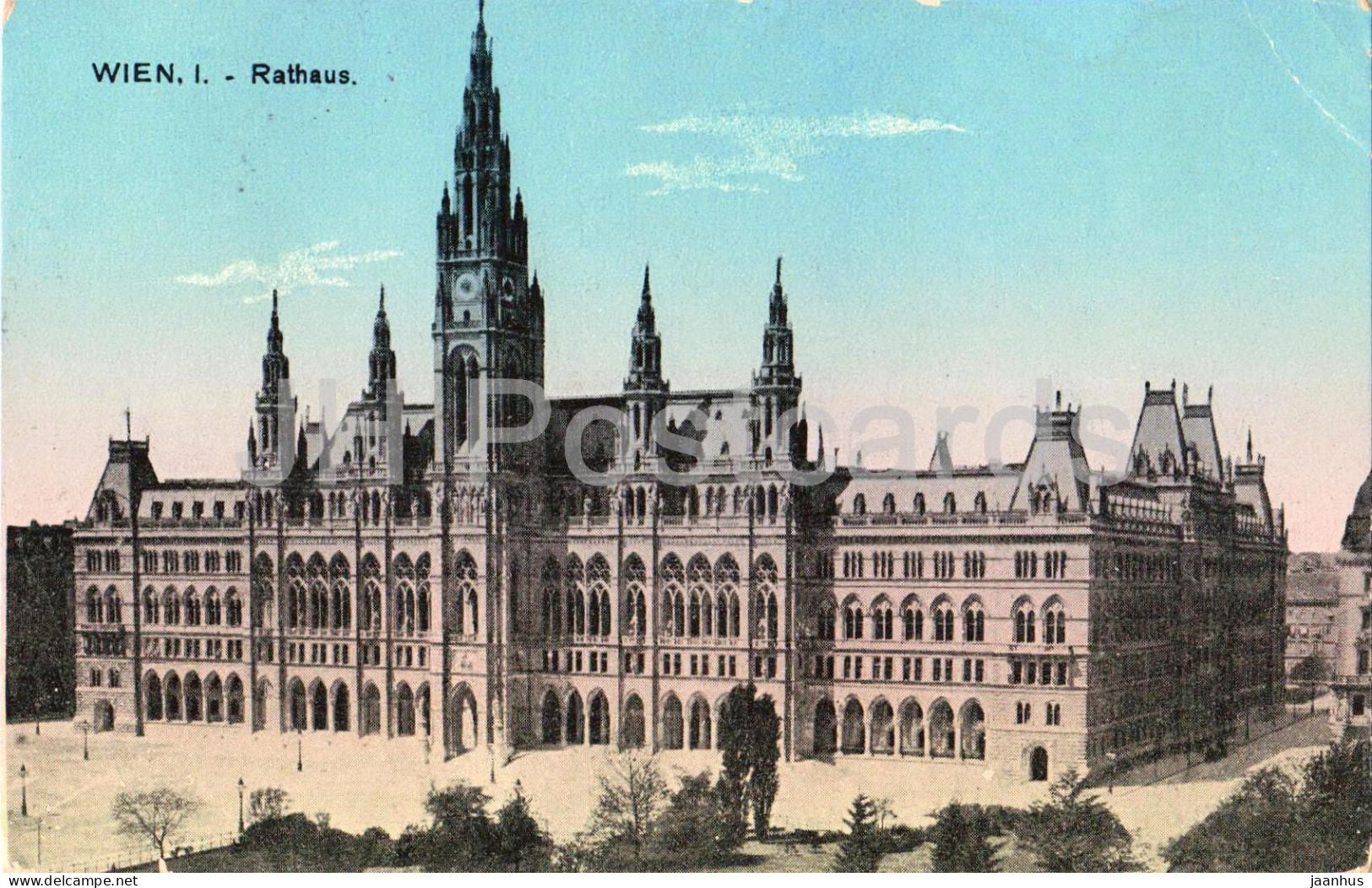 Wien - Vienna - Rathaus - town hall - architecture - square - old postcard - 1915 - Austria - used - JH Postcards