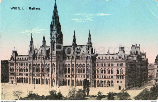 Wien - Vienna - Rathaus - town hall - architecture - square - old postcard - 1915 - Austria - used - JH Postcards