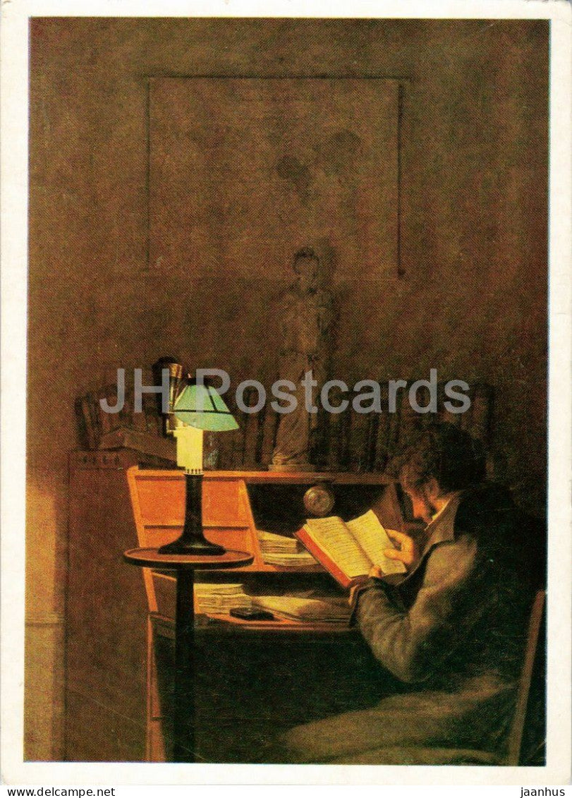 painting by Georg Friedrich Kersting - The Elegant Reader - Der elegante Leser - 1985 - Germany DDR - unused - JH Postcards