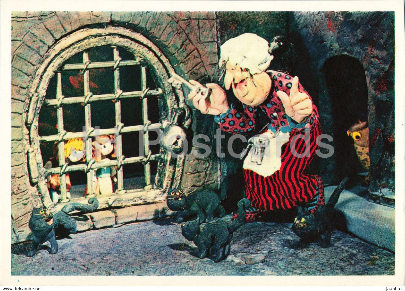 Hansel and Gretel by Brothers Grimm - prisoners - cats - dolls - Fairy Tale - 1975 - Russia USSR - unused - JH Postcards