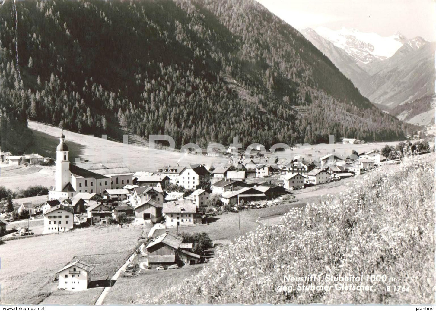 Neustift Stubaital 1000 m geg. Stubaier Gletscher - village - valley - Alps - 1764 - old postcard - Austria - used - JH Postcards