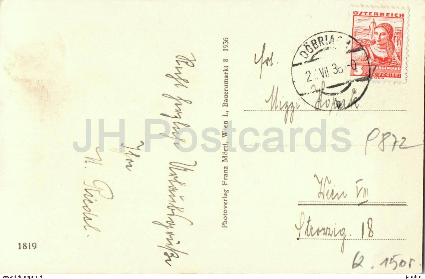 Dobriach am Millstattersee - Karnten - Strand mit Glanz - 1819 - carte postale ancienne - 1936 - Autriche - utilisé 