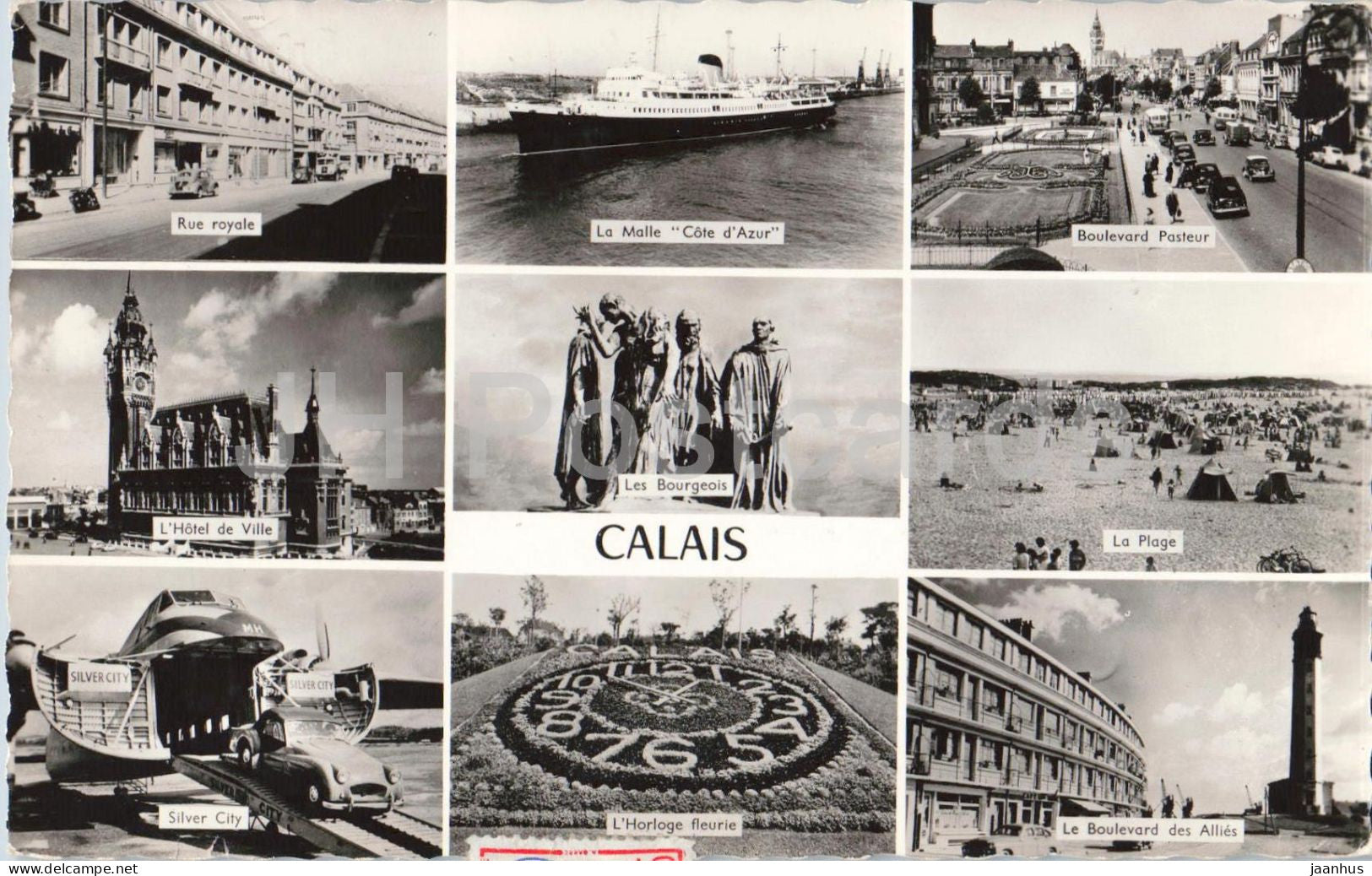 Calais - La Malle Cote d Azur ship - Rue royale - Silver City - La plage multiview - 1969 - old postcard - France - used - JH Postcards