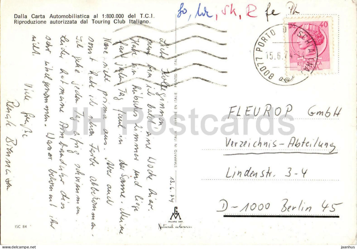 Isola D’Ischia - île d'Ischia - carte - vues multiples - golfe de Naples - Capri - Procida - vues multiples - 1974 - Italie - usagé