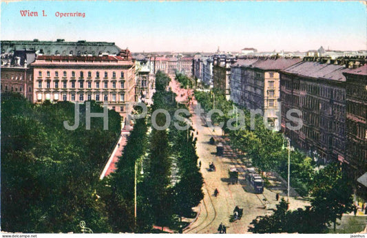 Wien - Vienna - Opernring - street view - tram - architecture - old postcard - 1913 - Austria - used - JH Postcards