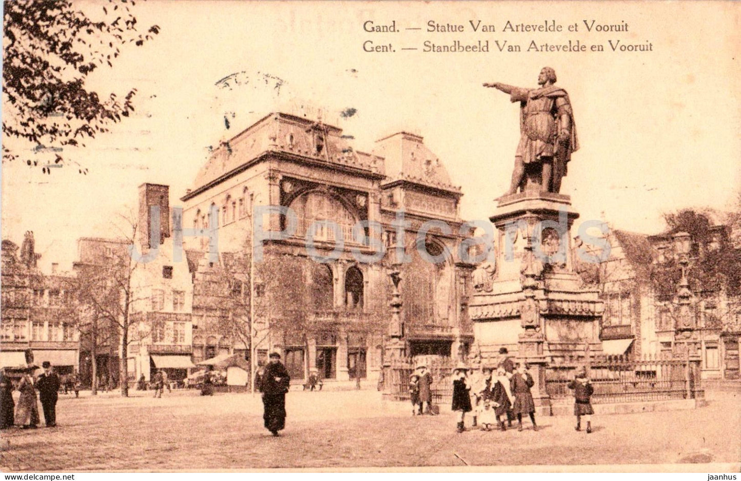 Gand - Gent - Statue Van Artevelde et Vooruit - Artevelde monument - Feldpost - old postcard - 1917 - Belgium - used - JH Postcards