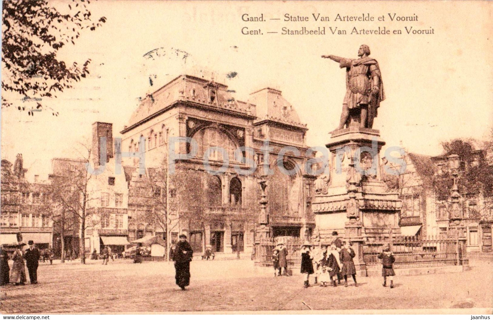 Gand - Gent - Statue Van Artevelde et Vooruit - Artevelde monument - Feldpost - old postcard - 1917 - Belgium - used - JH Postcards