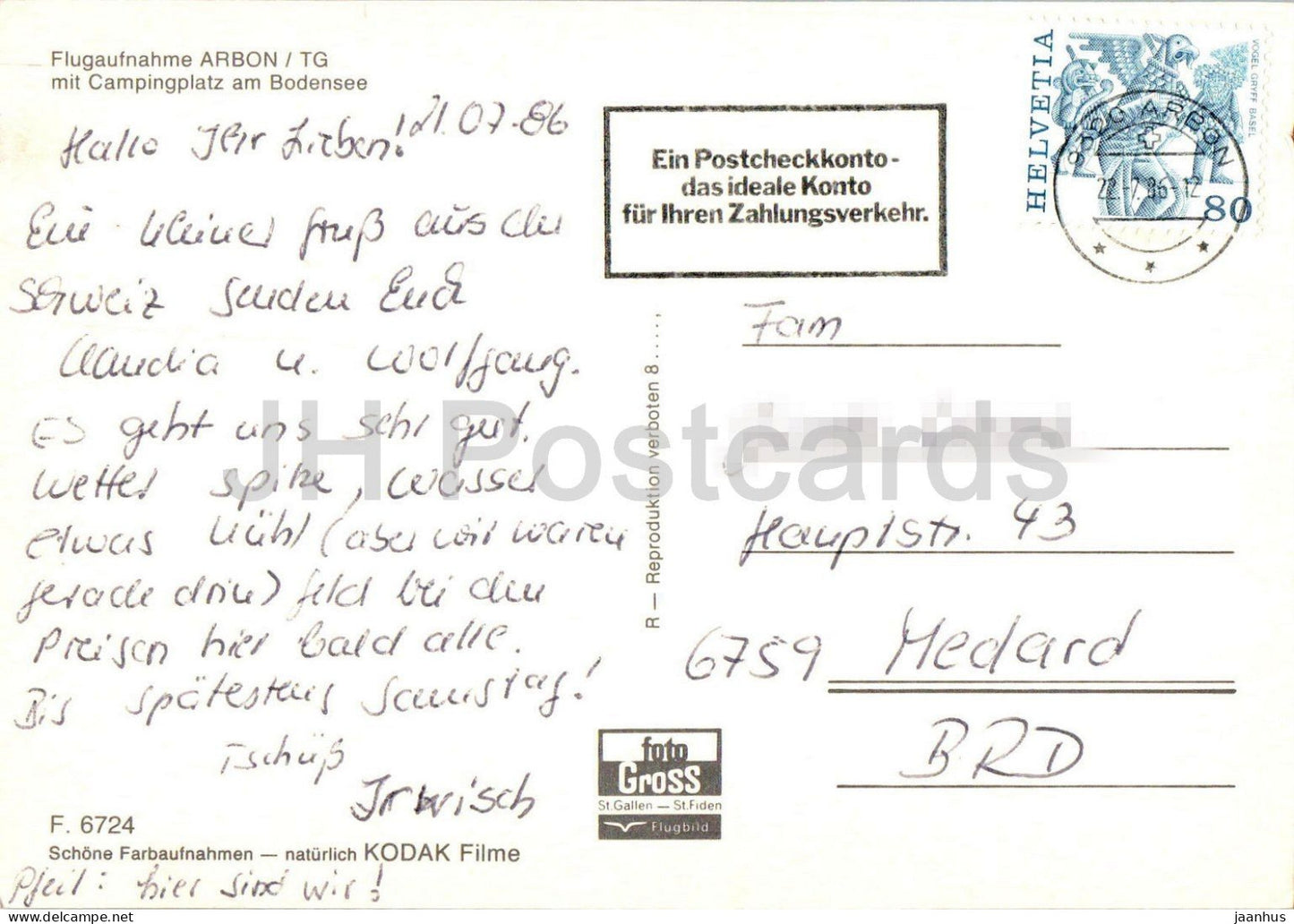 Arbon - Lac de Constance - vue aérienne - Bodensee - panorama - 6724 - 1986 - Suisse - utilisé
