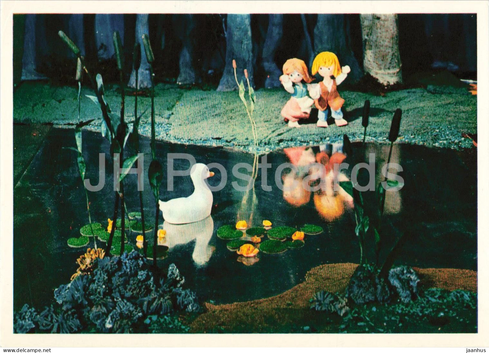 Hansel and Gretel by Brothers Grimm - goose - dolls - Fairy Tale - 1975 - Russia USSR - unused - JH Postcards