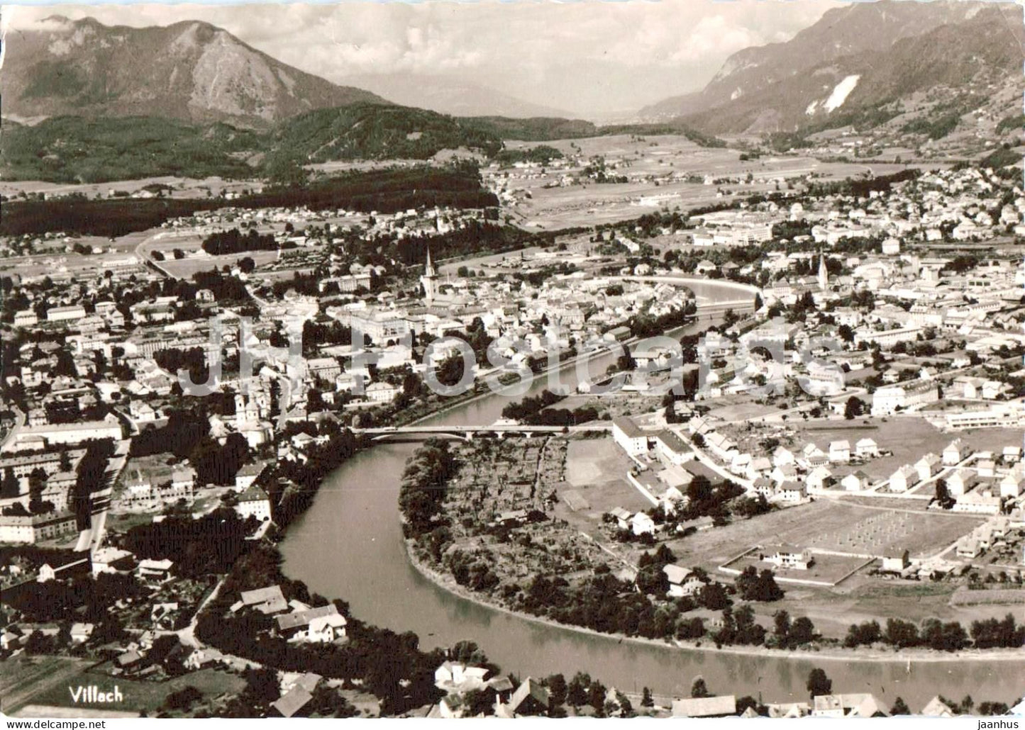 Villach - city panorama - river - Alps - multiview - 1961 - Austria - used - JH Postcards