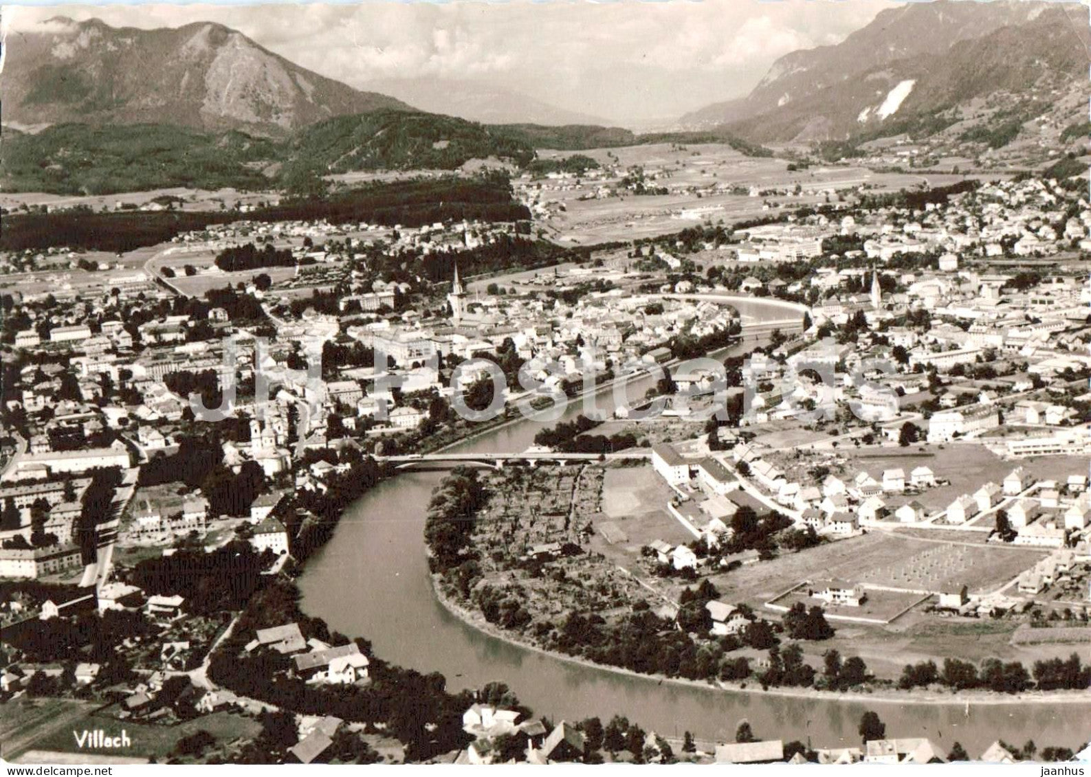 Villach - city panorama - river - Alps - multiview - 1961 - Austria - used - JH Postcards