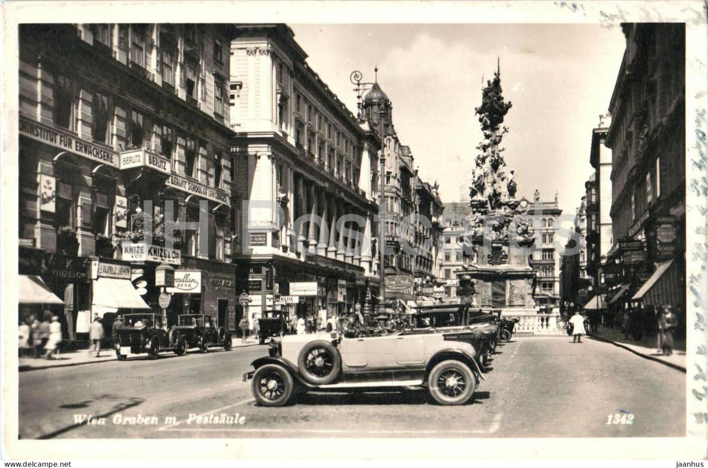 Wien - Vienna - Graben m. Pestsaule - old car - No. 1342 - old postcard - 1942 - Austria - used - JH Postcards