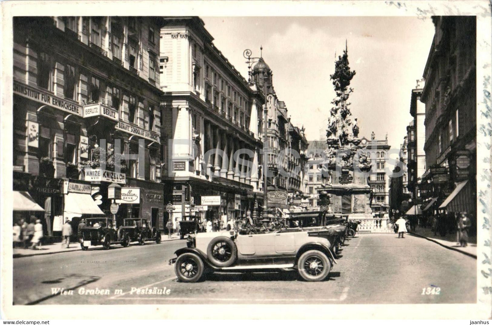 Wien - Vienna - Graben m. Pestsaule - old car - No. 1342 - old postcard - 1942 - Austria - used - JH Postcards