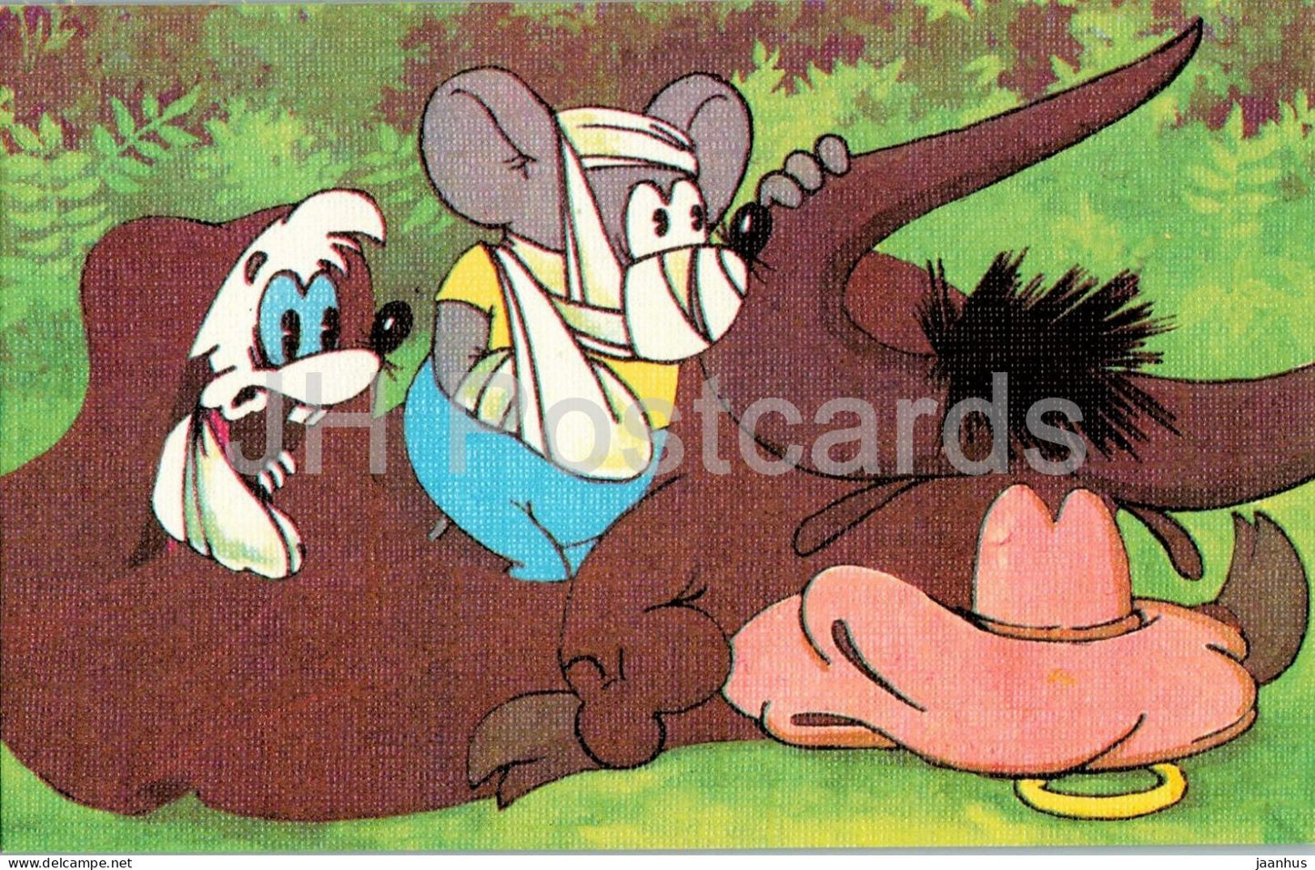 Leopold the Cat and the pirate mice - mouse - illustration - 15 - bull - cartoon art - 1986 - Russia - USSR - unused - JH Postcards