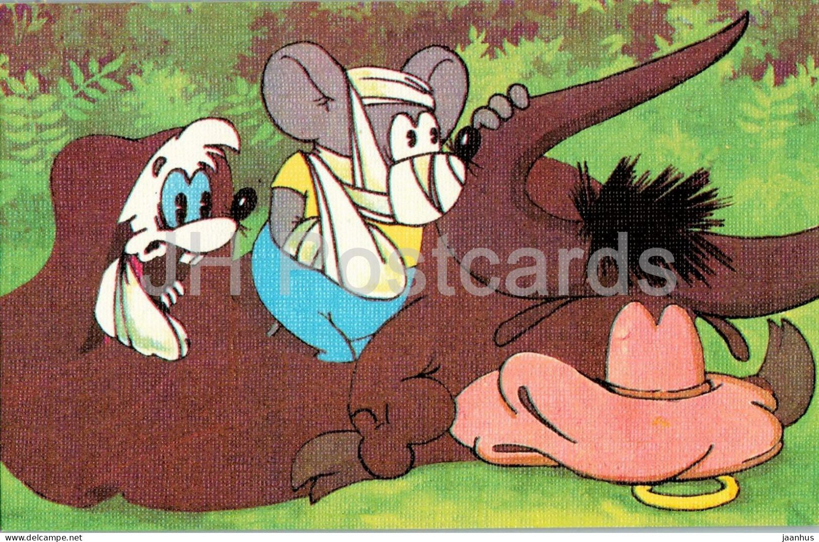 Leopold the Cat and the pirate mice - mouse - illustration - 15 - bull - cartoon art - 1986 - Russia - USSR - unused - JH Postcards