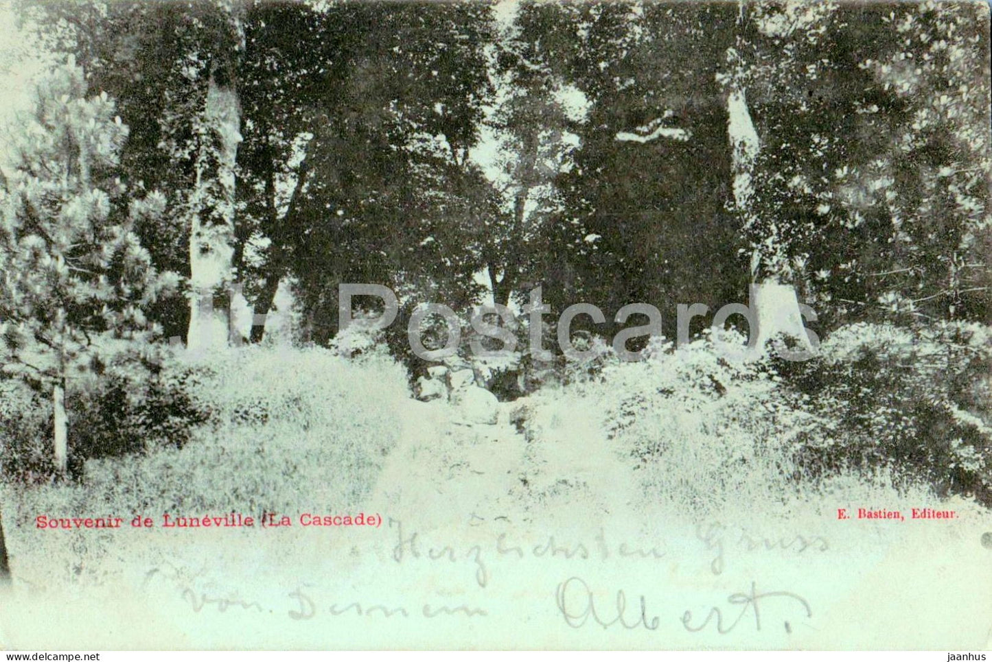 Souvenir de Luneville - La Cascade - waterfall - old postcard - 1900 - France - used - JH Postcards