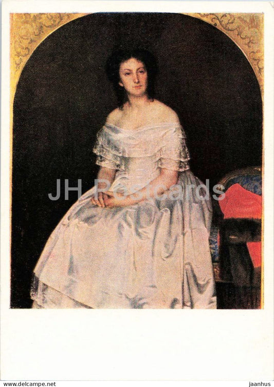 painting by S. Zaryanko - Portrait of M. V. Vorontsova - Russian art - old postcard - 1959 - Russia USSR - unused - JH Postcards