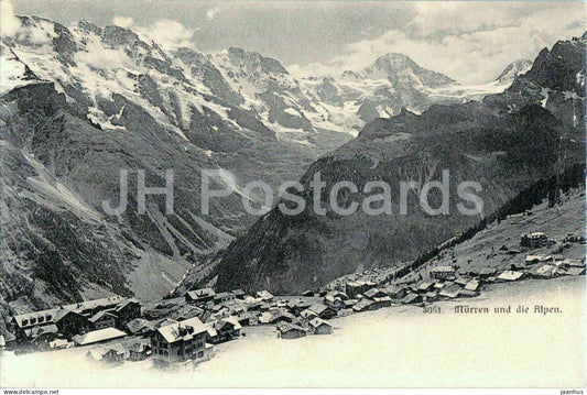 Murren und die Alpen - mountains - village - 3661 - old postcard - 1903 - Switzerland - used - JH Postcards