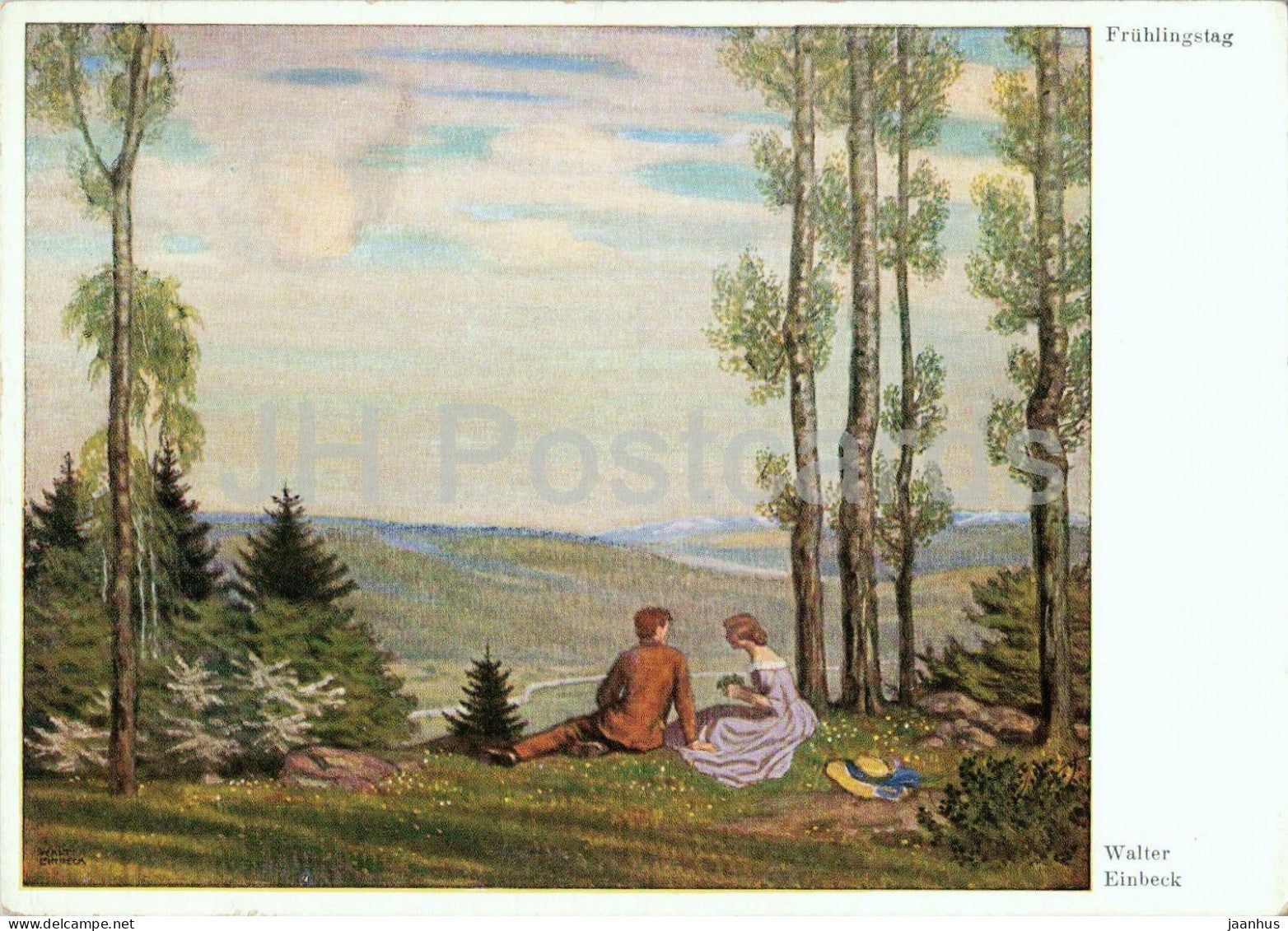 painting by Walter Einbeck - Spring Day - Fruhlingstag - German art - old - Germany - unused - JH Postcards
