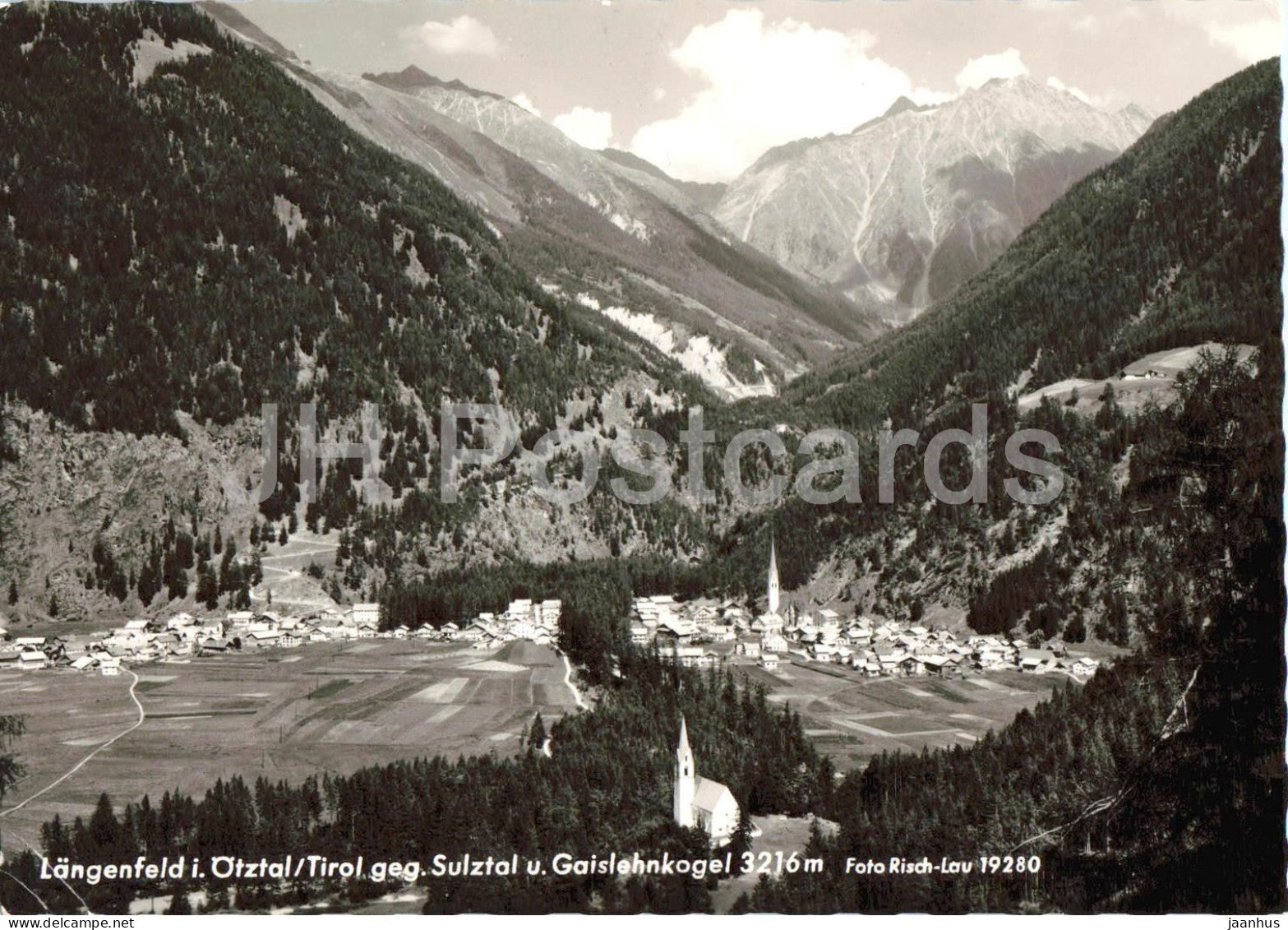 Langenfeld i. Otztal - Tirol geg. Sulztal u. Gaislehnerkogel 3216 m - Alps - 19280 - 1966 - Austria - used - JH Postcards