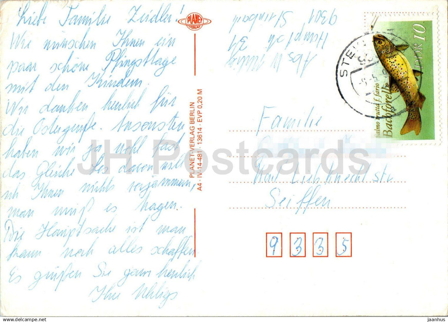 Carte de voeux d'anniversaire - Fleurs rouges - Allemagne DDR - d'occasion 