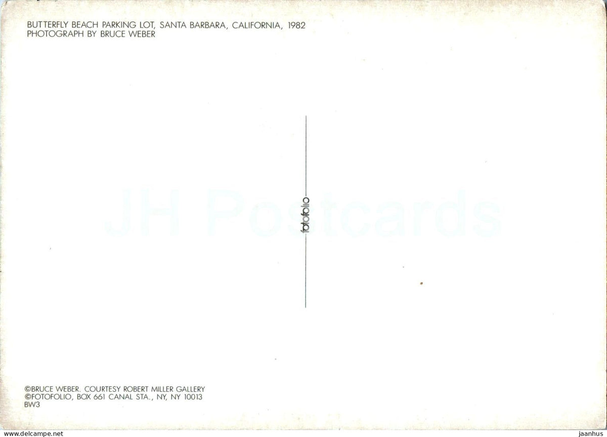 photograph by Bruce Weber - Butterfly Beach Parking Lot - Santa Barbara - California - car - men man 1982 - USA - unused