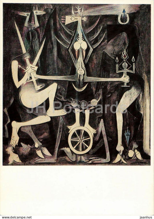painting by Wifredo Lam - Les Noces - The Wedding - Cuban art - 768 - 1970s - Germany - unused - JH Postcards