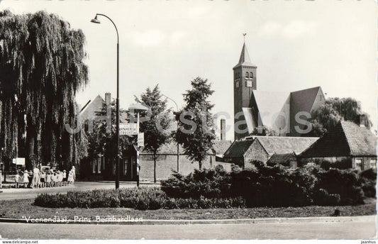 Veenendaal - Prins Bernhardlaan - church - street view - old postcard - 1259 - 1950s - Netherlands - unused - JH Postcards