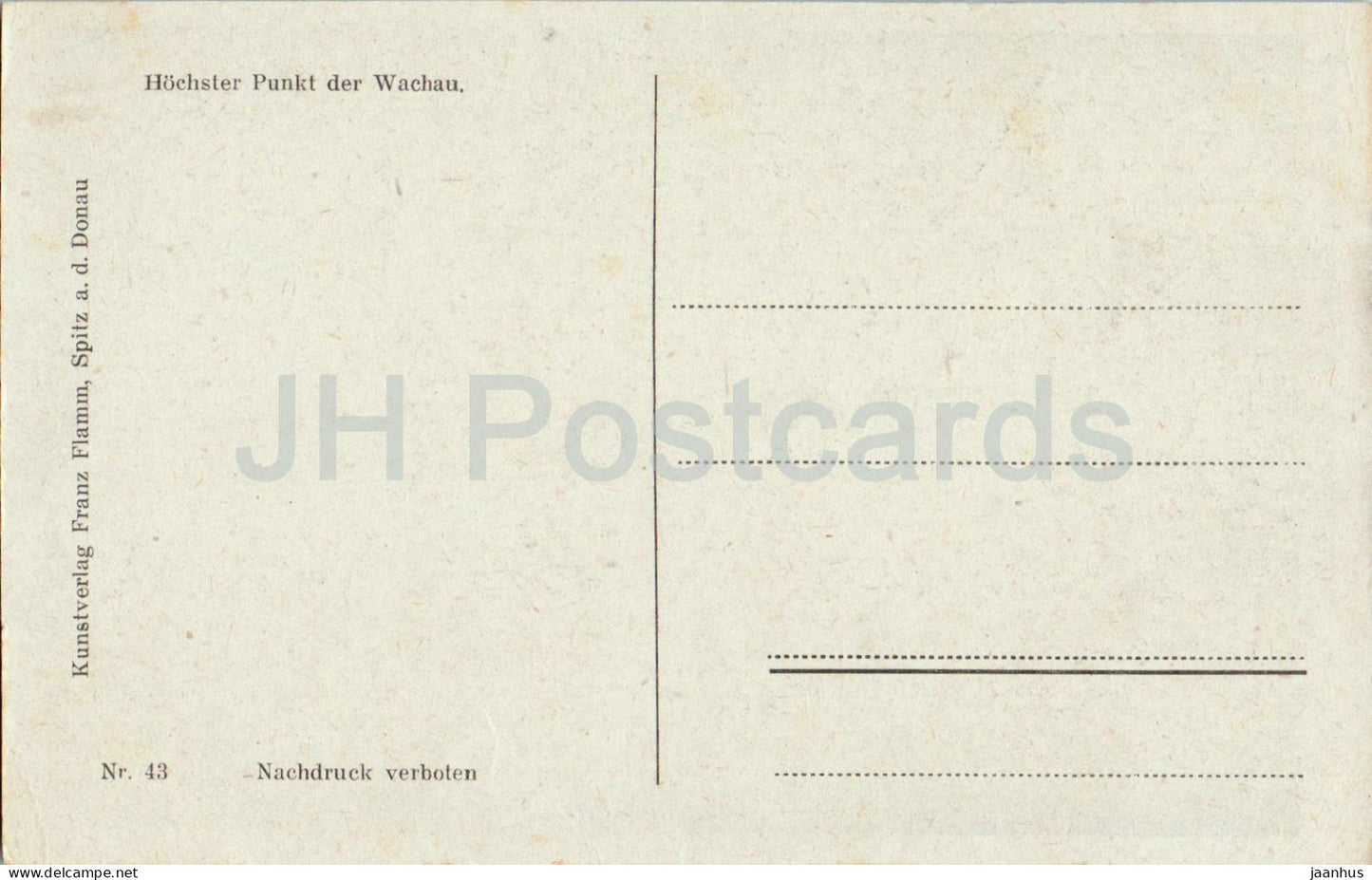 Jubilaumswarte am Hoh Jauerling  959 m - Hochster Punkt der Wachau - No. 43 - old postcard - Austria - unused