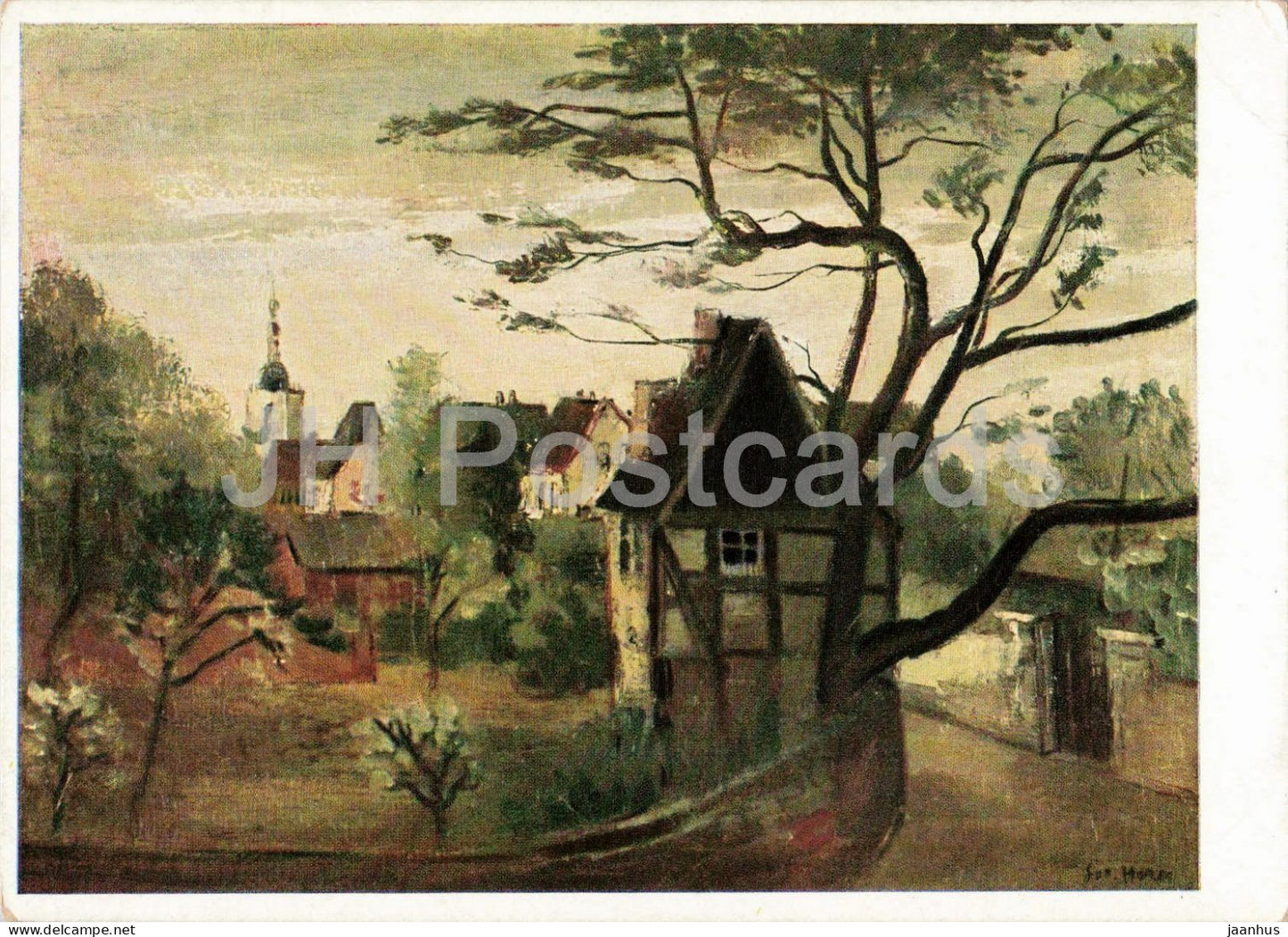 painting by Josef Horn - Houses in Soest - Hauser in Soest - German art - old postcard - 1937 - Germany - unused - JH Postcards