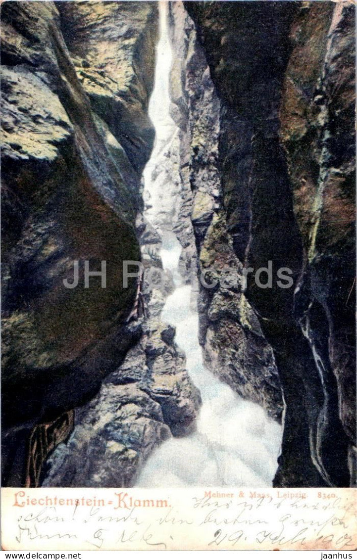 Liechtenstein-Klamm - Gorge - waterfall - 8340 - old postcard - 1907 - Austria - used - JH Postcards