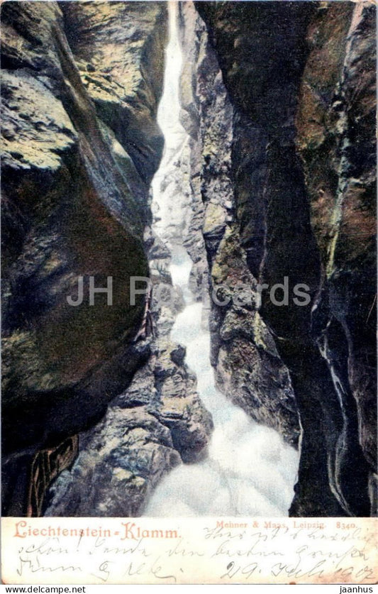 Liechtenstein-Klamm - Gorge - waterfall - 8340 - old postcard - 1907 - Austria - used - JH Postcards