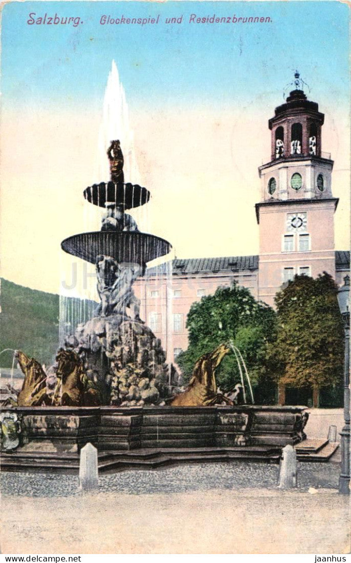 Salzburg - Glockenspiel und Residenzbrunnen - 14764 - old postcard - Austria - used - JH Postcards