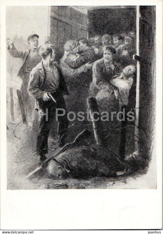 The Young Guard by A. Fadeyev - Liberation of the prisoners - partisans - illustration - 1959 - Russia USSR - unused - JH Postcards