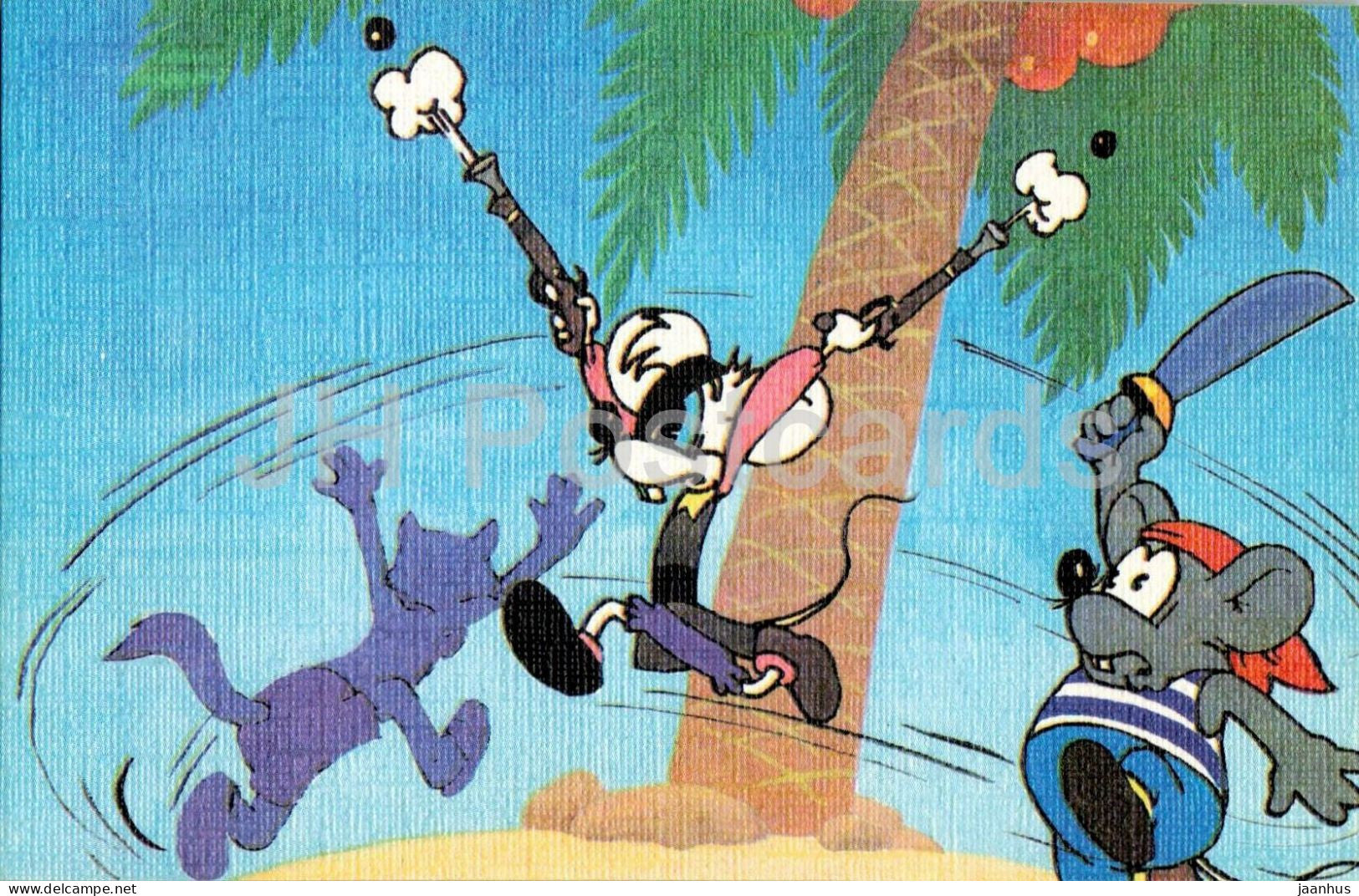 Leopold the Cat and the pirate mice - mouse - illustration - 9 - Russian cartoon art - 1986 - Russia - USSR - unused - JH Postcards