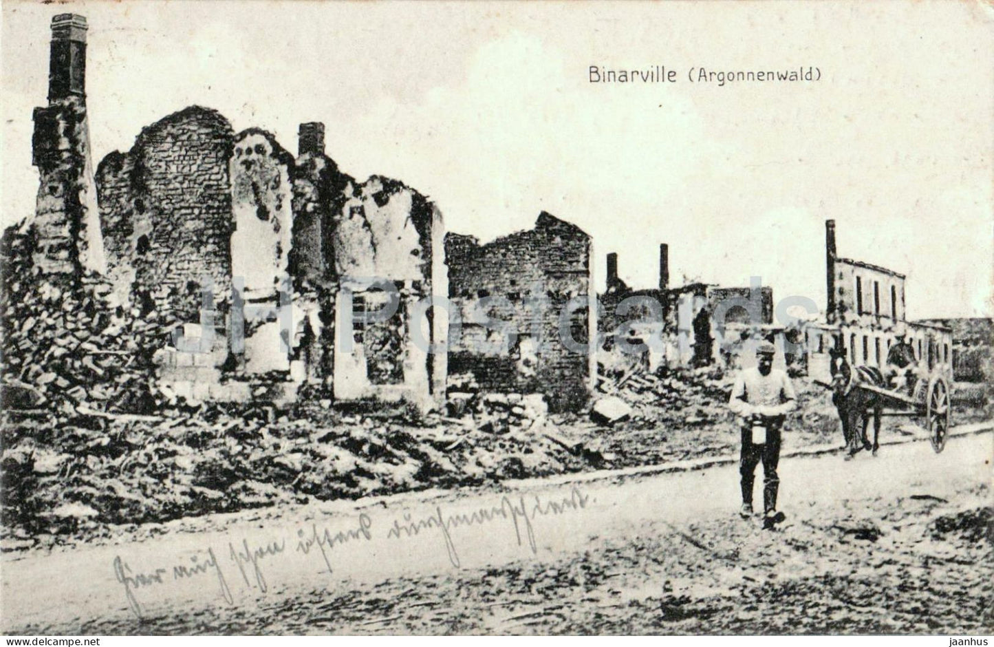 Binarville - Argonnenwald - Ruins after Battles - WWI - Feldpost - military mail - old postcard - 1915 - France - used - JH Postcards