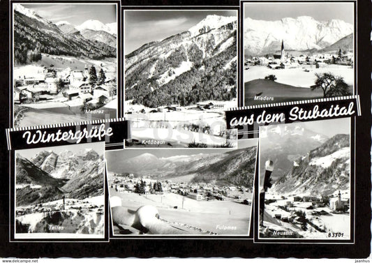 Wintergrusse aus dem Stubaital - Medraz - Mieders - Neustift - Fulpmes - Alps - multiview - 3301 - 1965 - Austria - used - JH Postcards