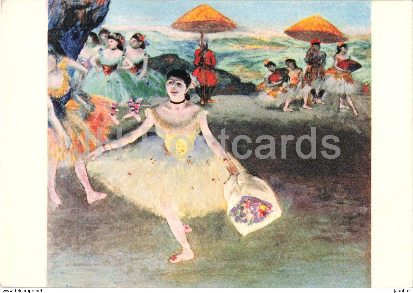 painting by Edgar Degas - Dancer with a Bouquet Bowing - Danseuse saluant - ballet - French art - 58 - France - unused - JH Postcards