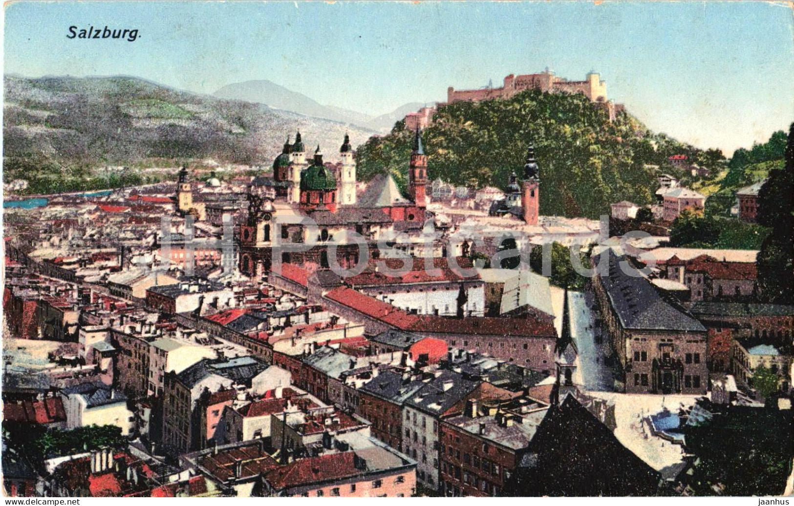 Salzburg - city panorama - 2364 - old postcard - 1922 - Austria - used - JH Postcards