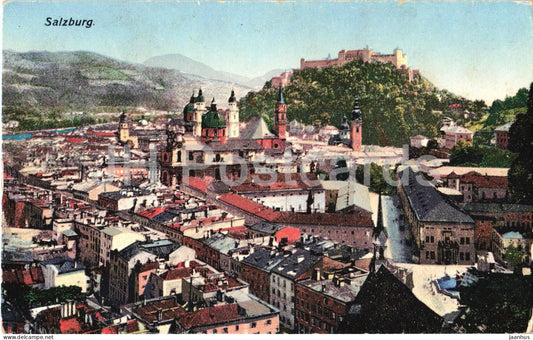 Salzburg - city panorama - 2364 - old postcard - 1922 - Austria - used - JH Postcards