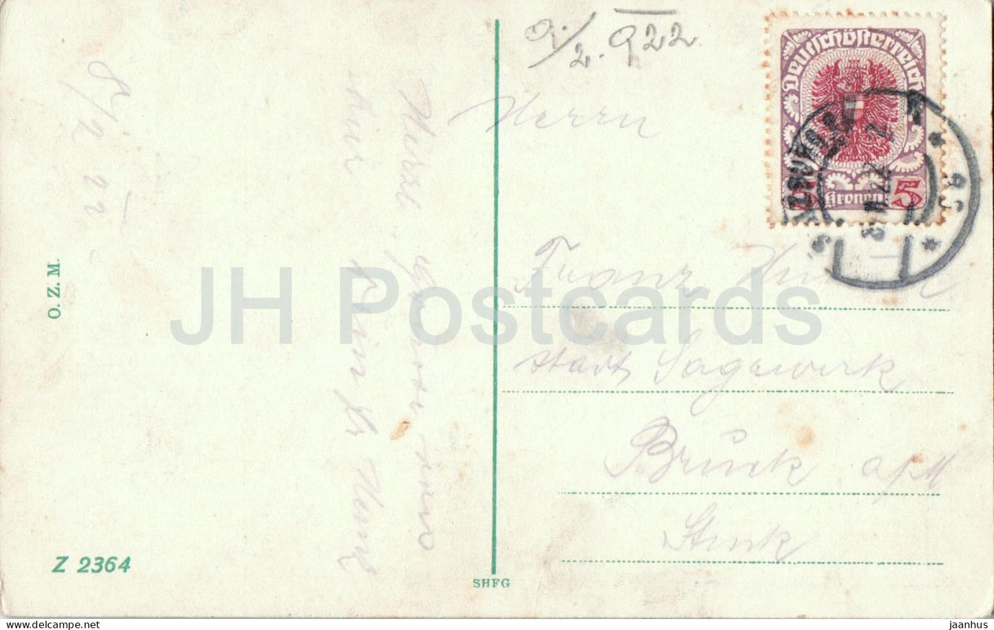 Salzbourg - panorama de la ville - 2364 - carte postale ancienne - 1922 - Autriche - utilisée 