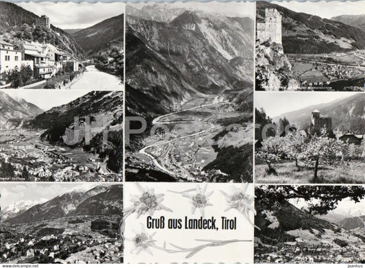 Gruss aus Landeck - Tirol - multiview - town views - castle - Inn valley - old postcard - Austria - unused - JH Postcards