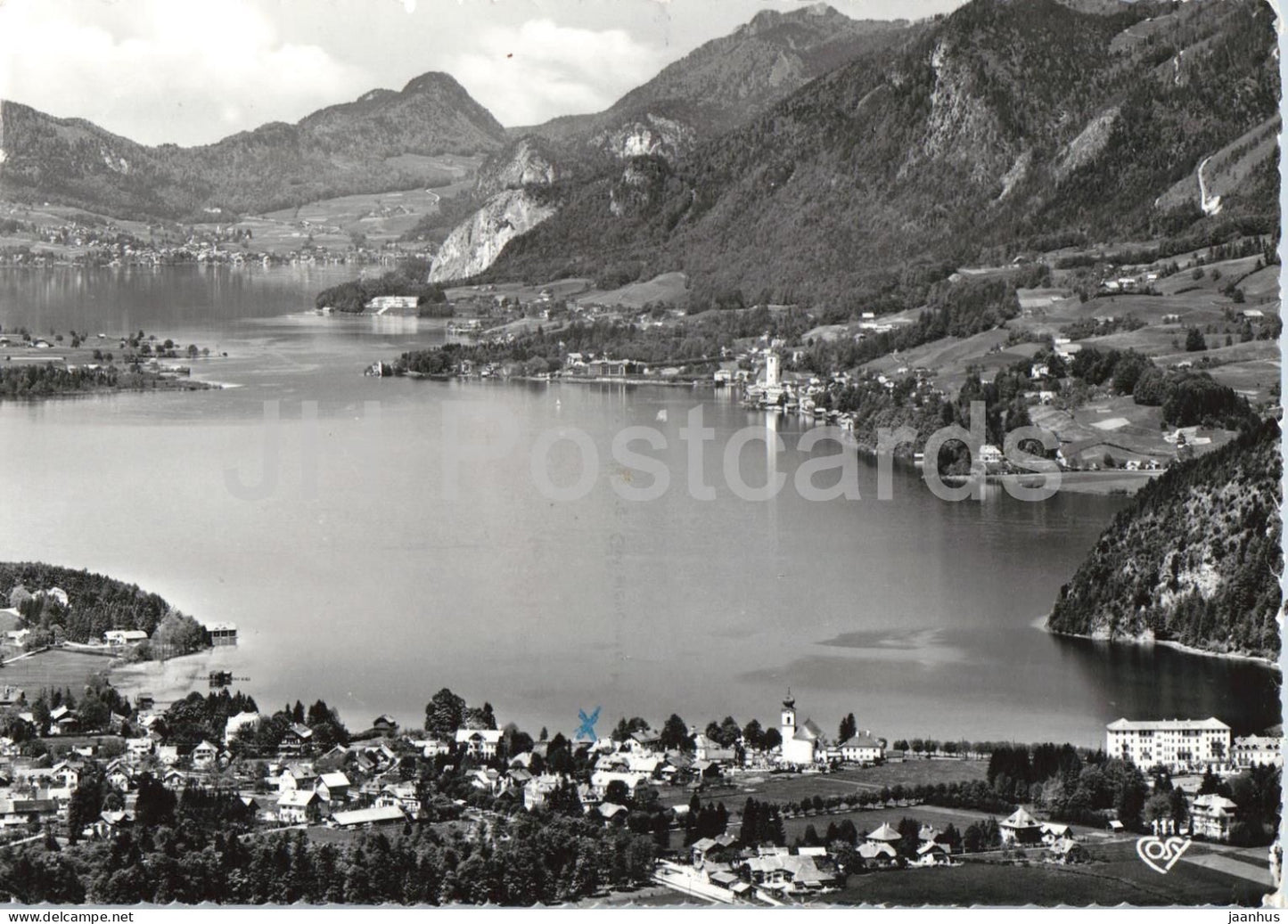 Wolfgangsee mit den Ortschaften Strobl t. Gilgen - St Wolfgang - 111 - old postcard - 1959 - Austria - used - JH Postcards