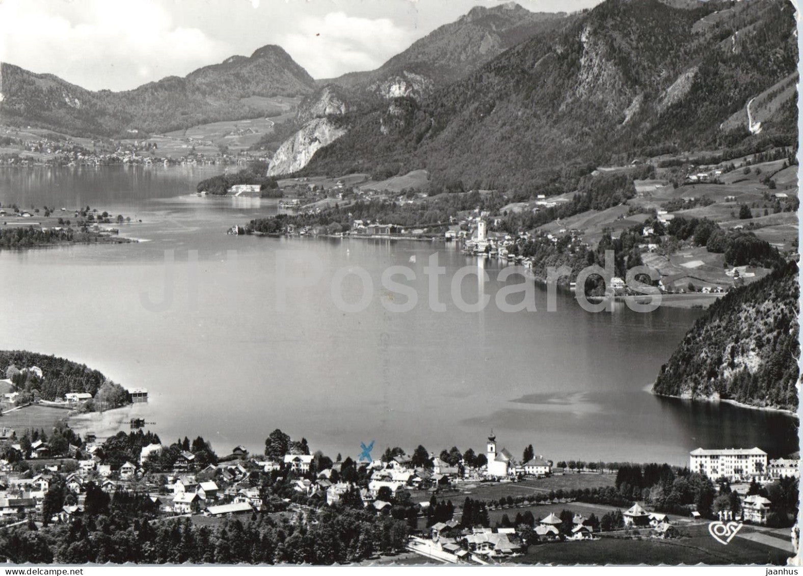 Wolfgangsee mit den Ortschaften Strobl t. Gilgen - St Wolfgang - 111 - old postcard - 1959 - Austria - used - JH Postcards