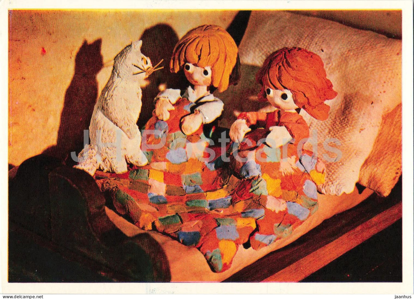 Hansel and Gretel by Brothers Grimm - cat - bed - dolls - Fairy Tale - 1975 - Russia USSR - unused - JH Postcards