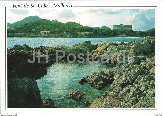 Mallorca Font de Sa Cala - rocky coast bay - hotel - panorama - 002 - 1990s - Spain - used - JH Postcards
