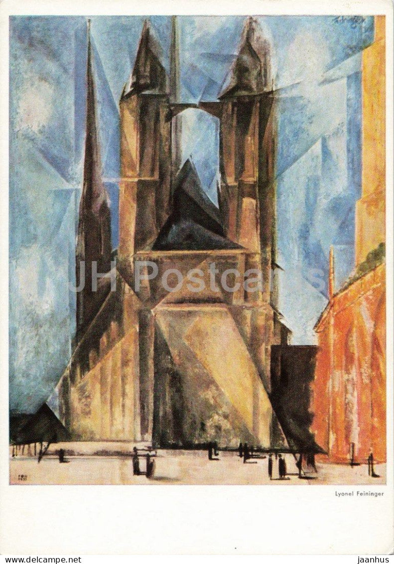 painting by Lyonel Feininger - The Market Church in Halle - Marktkirche in Halle - German art - 1961 - Germany - used - JH Postcards
